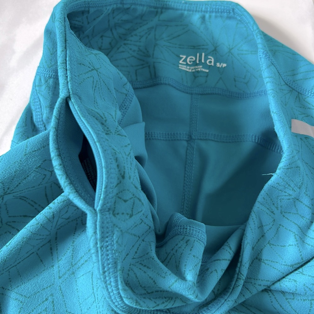 Zella Yoga Cropped Turquoise Abstract Print Leggings Women’s Small - Picture 5 of 11